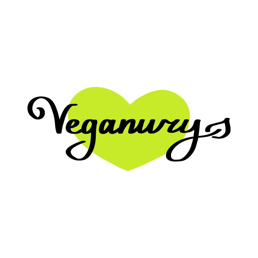 Vegan handdrawn text green vector lettering illustration.