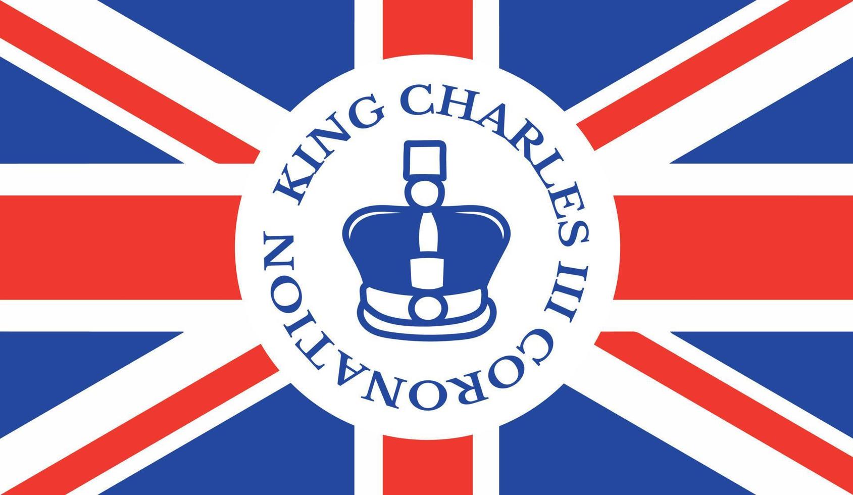 Poster for King Charles III Coronation with British flag vector illustration.