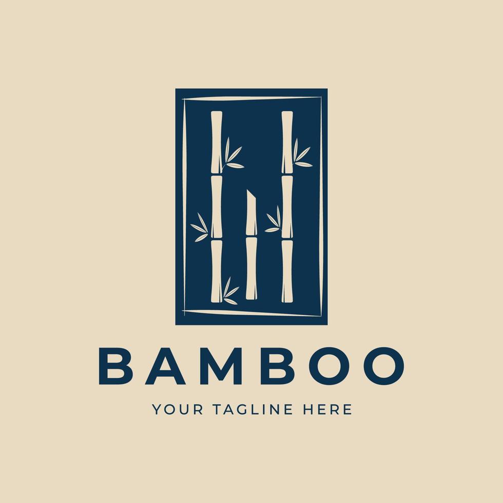 diseño de ilustración de vector de logotipo minimalista vintage de naturaleza de bambú