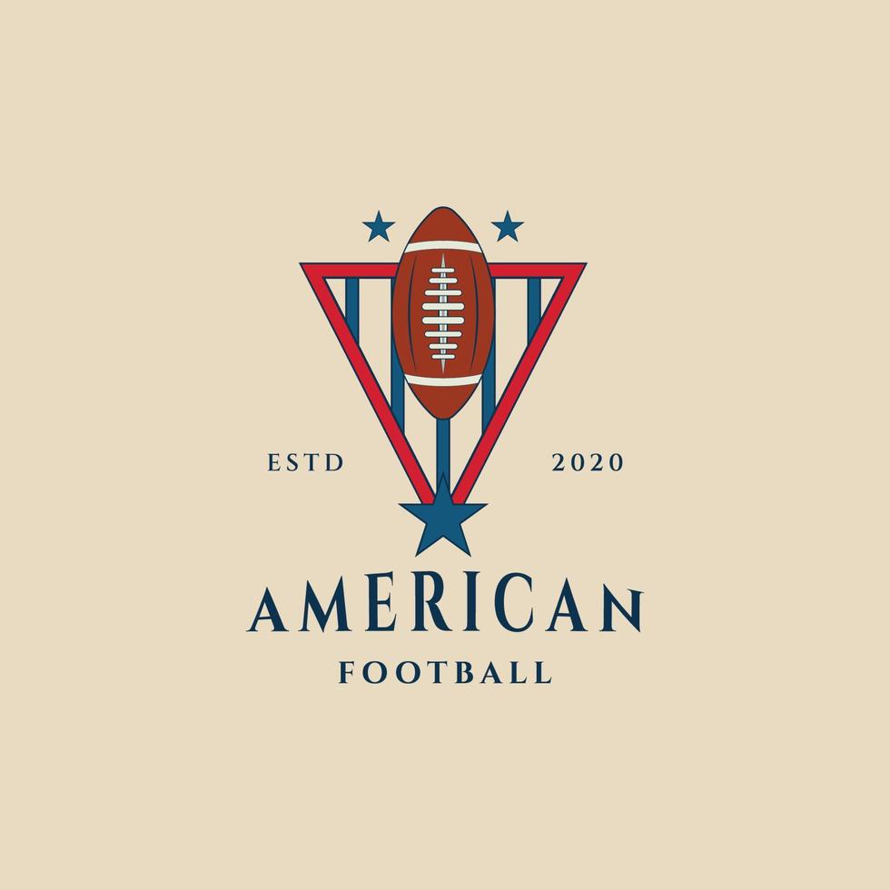 logotipo vintage de fútbol americano con diseño de ilustración de vector de emblema