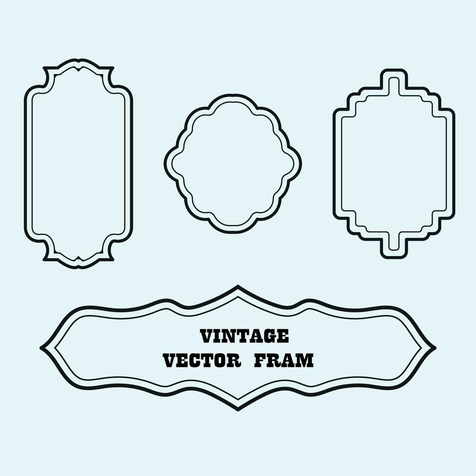4 conjunto de marco de vector vintage con fondo, juego de etiqueta de precio vintage. plantilla de línea de filigrana de etiqueta retro.