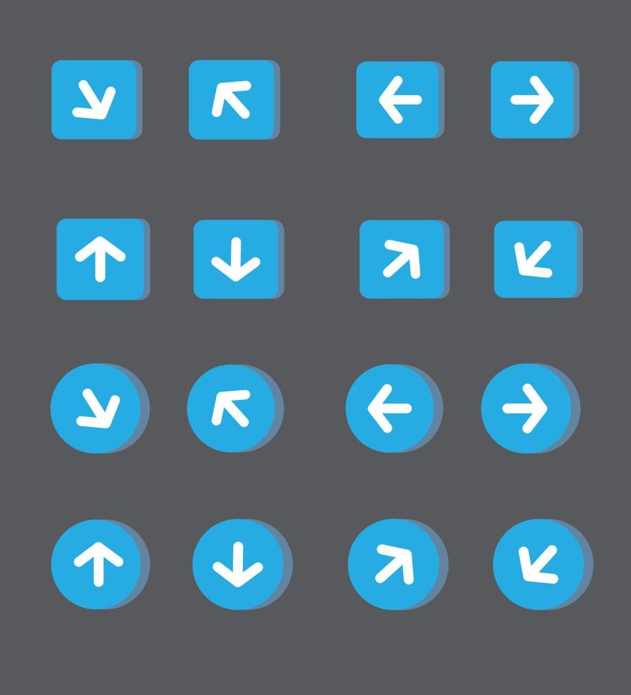 Navigation button direction arrow blue red square circle shape stock illustration free vector