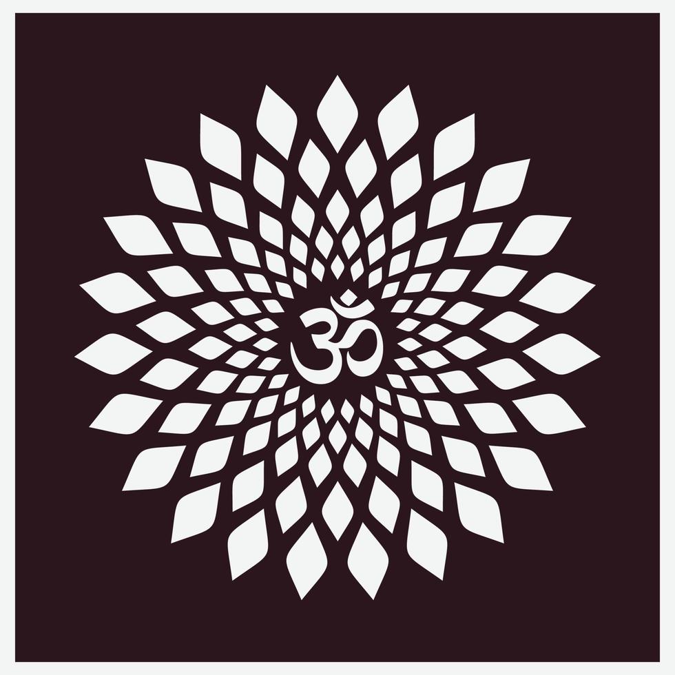 Om mandala design. Geometric circle design White background. om vector design in between circle leaf design.