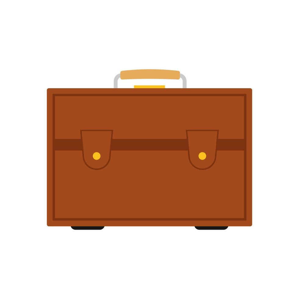 Brown travel bag with luggage on white background. Suitcase for journey trip in flat style. Vector illustration