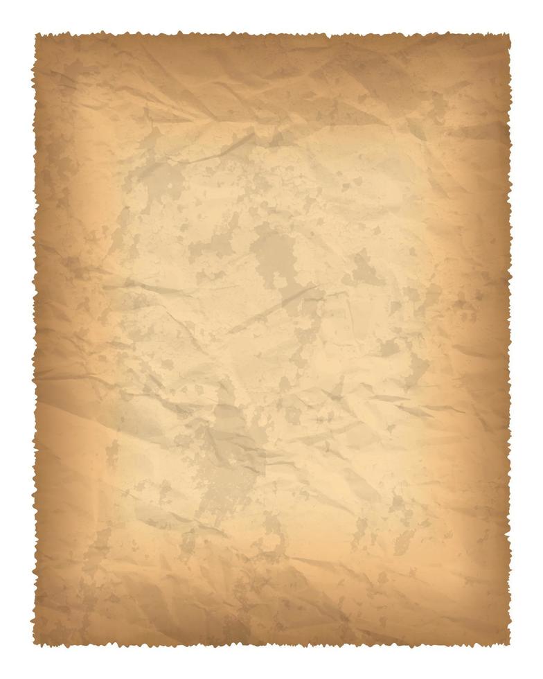 Old paper with burnt edges isolated on white background with place for your text. Vector illustration