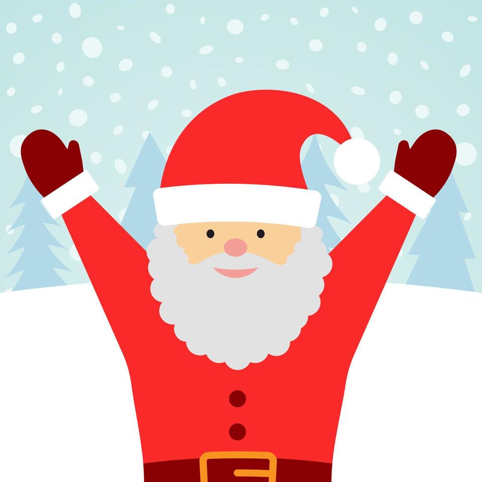 tarjeta de felicitación con santa claus y nieve que cae. fondo de feliz navidad. ilustración vectorial vector