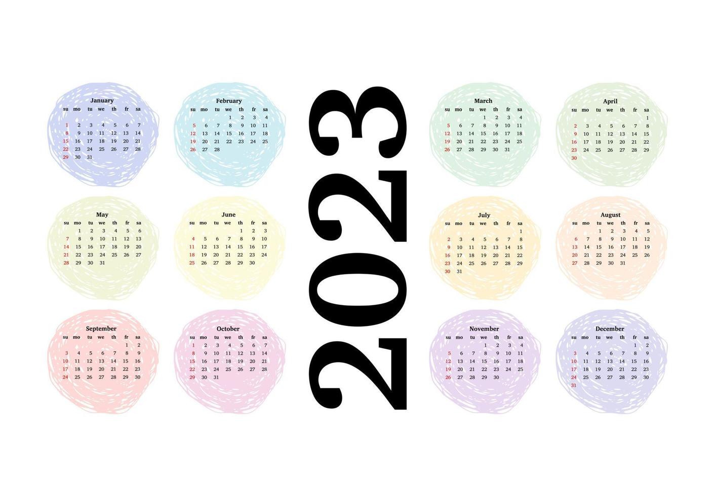 Calendar for 2023 isolated on a white background vector