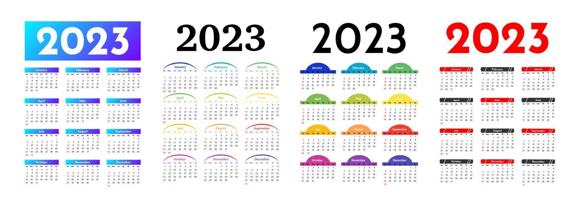 calendario para 2023 aislado en un fondo blanco vector