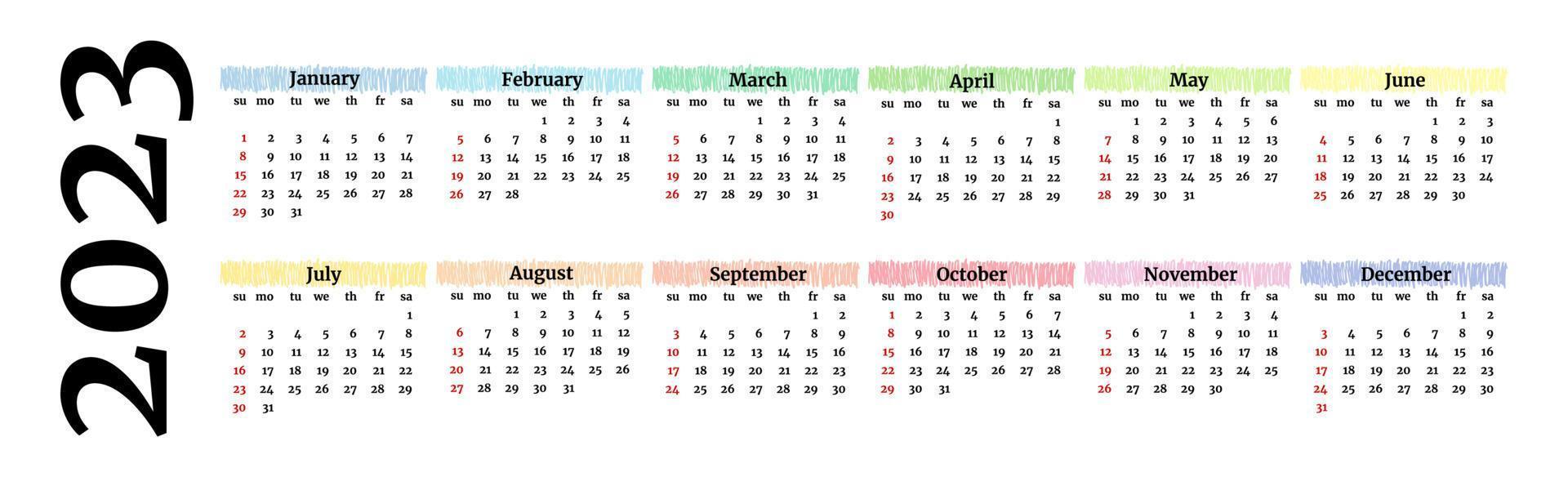 Calendar for 2023 isolated on a white background vector