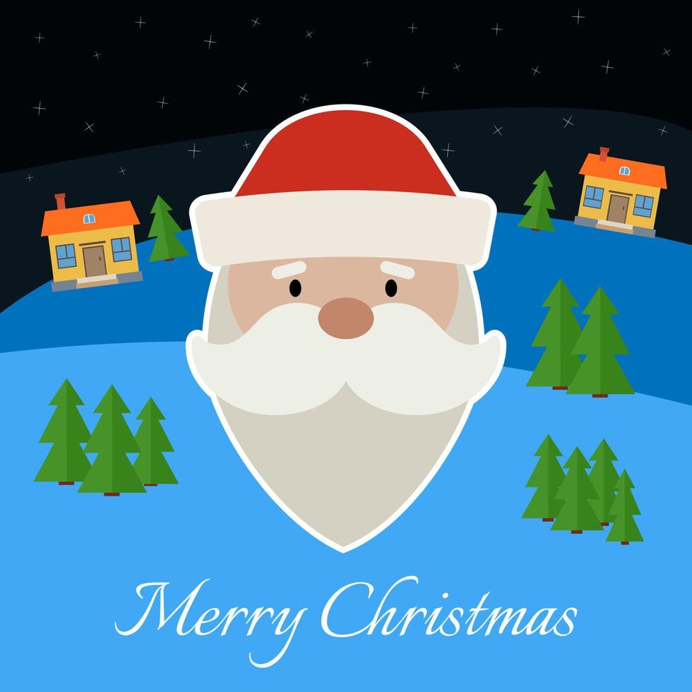 tarjeta de felicitación con santa claus. vector