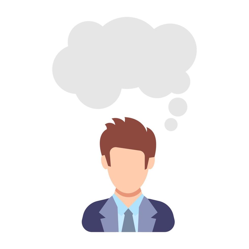 Monologue. Businessman says. Man in business suit with speech bubble. People icon in flat style. Vector illustration