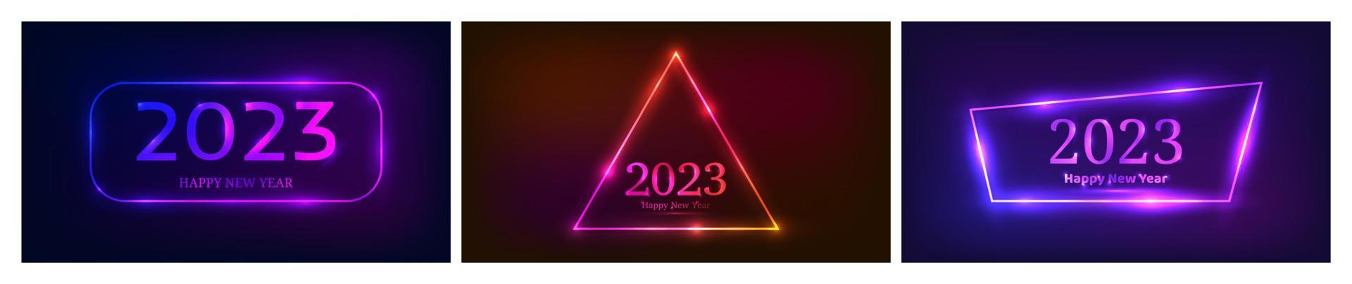 2023 Happy New Year neon background vector