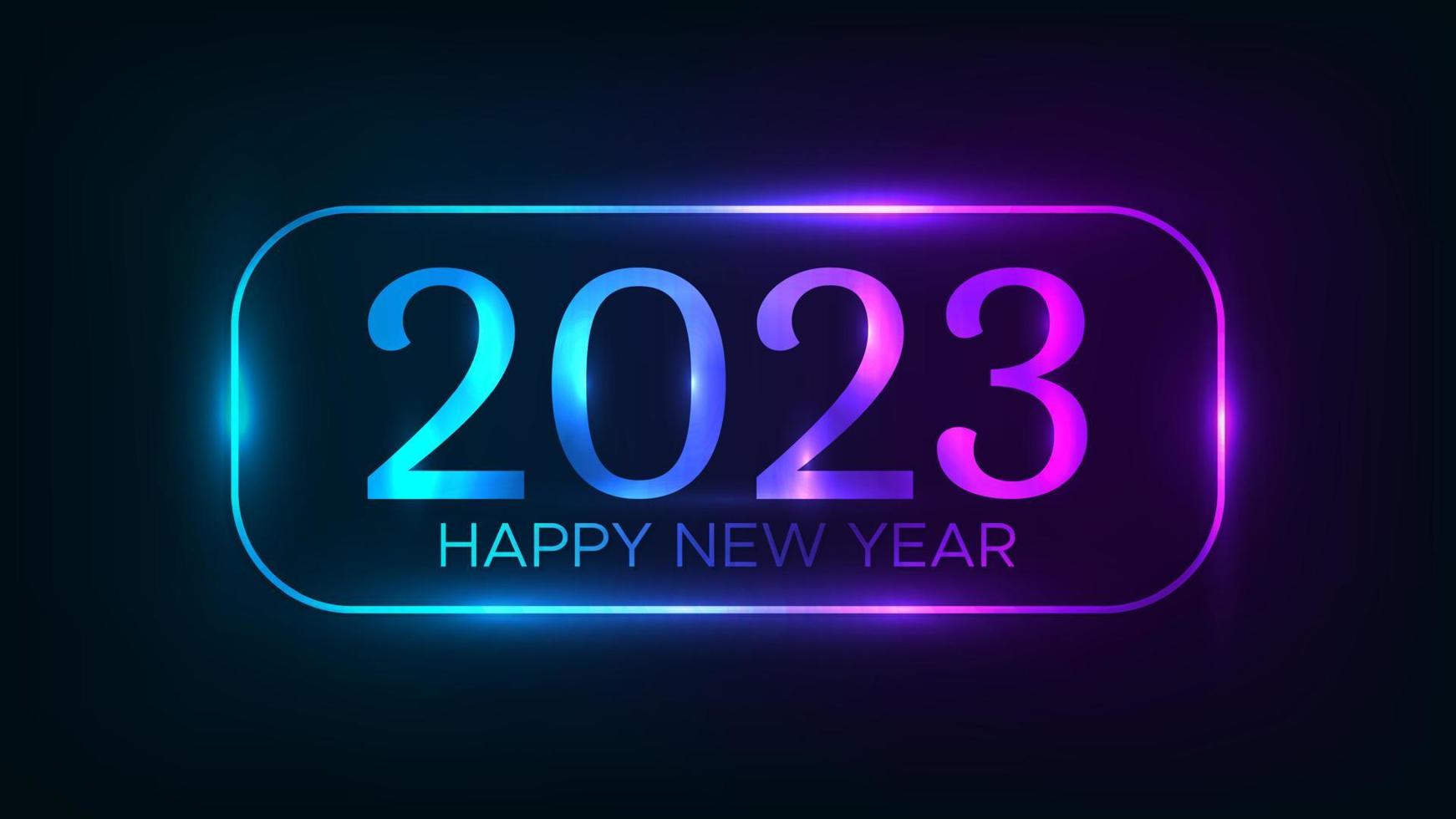 2023 Happy New Year neon background vector