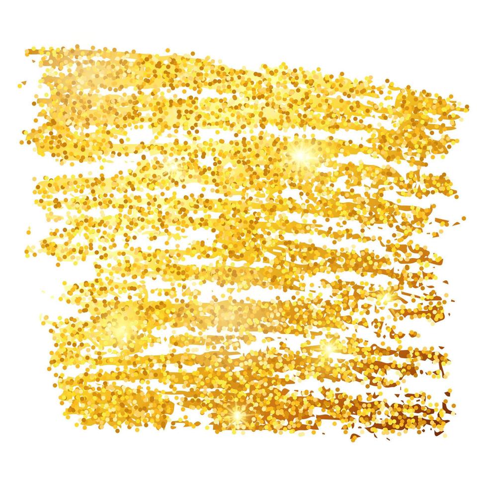 Golden Paint Glittering backdrop on a white background. Background with gold sparkles and glitter effect. Empty space for your text. Vector illustration