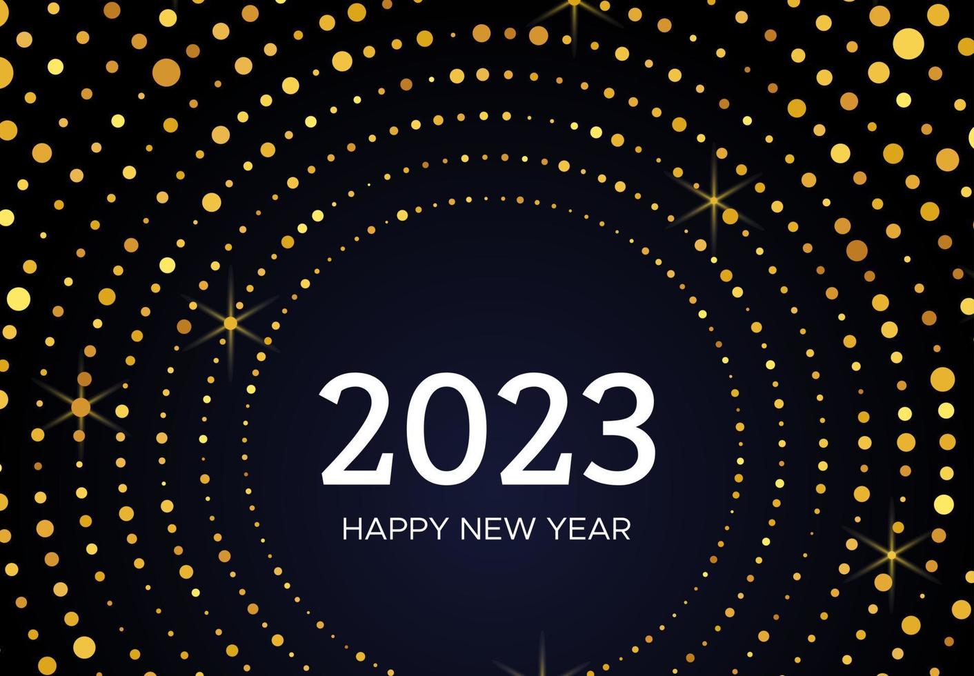 2023 feliz año nuevo de patrón de brillo dorado vector