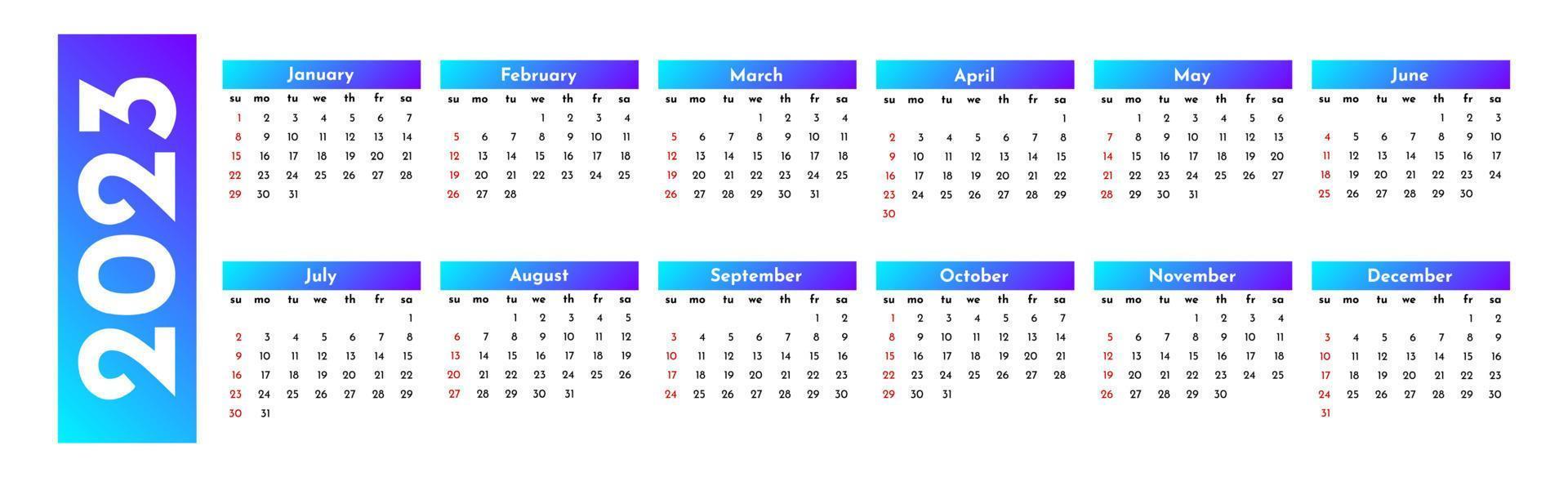 Calendar for 2023 isolated on a white background vector