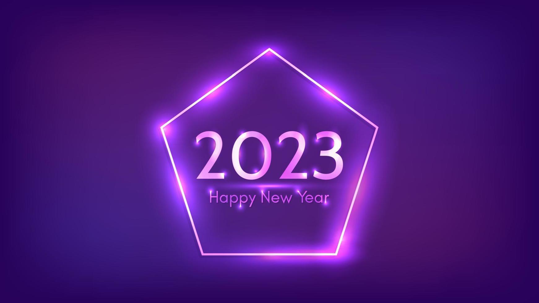 2023 Happy New Year neon background vector