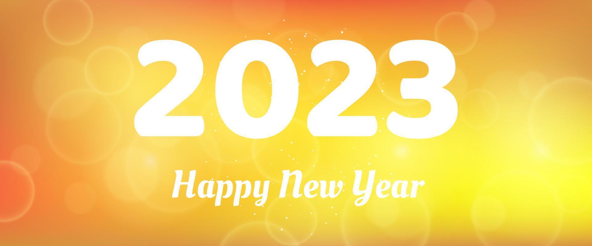 inscripción de feliz año nuevo 2023 sobre fondo borroso vector