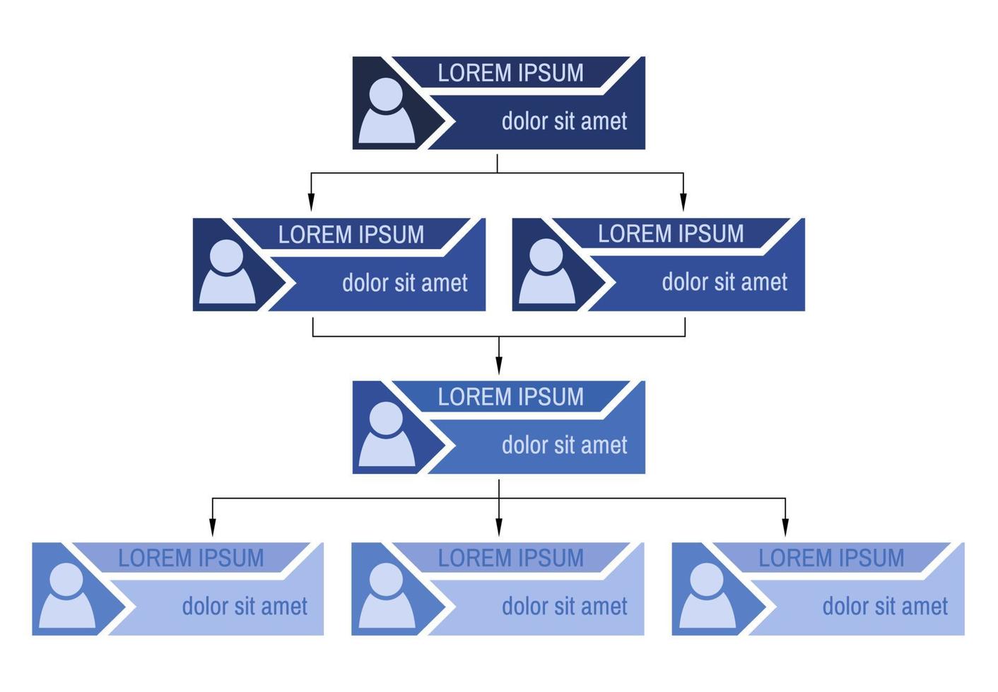 Colorful business structure concept, corporate organization chart scheme with people icons. Vector illustration.