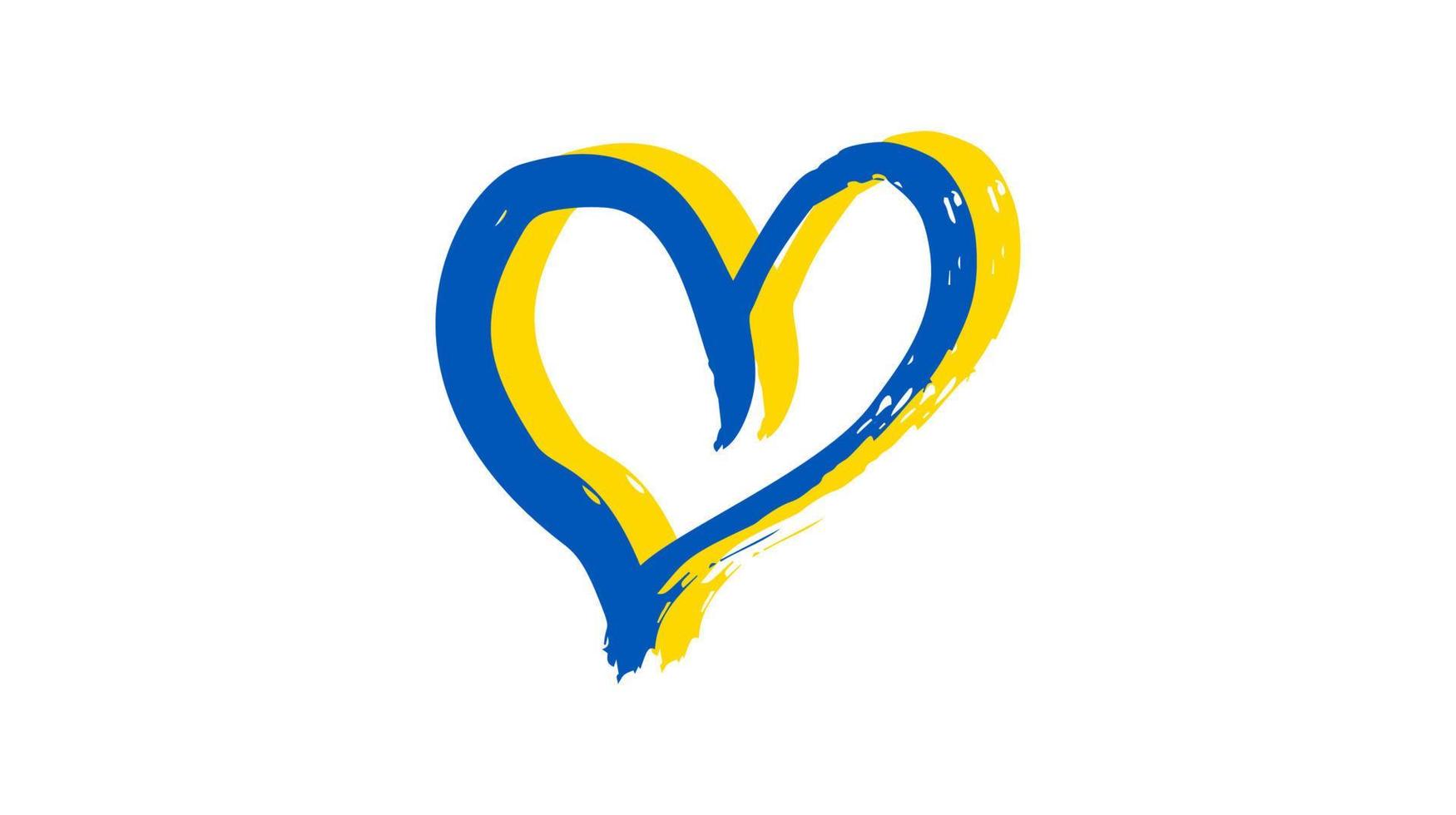 Hand drawn heart in Ukrainian colors vector