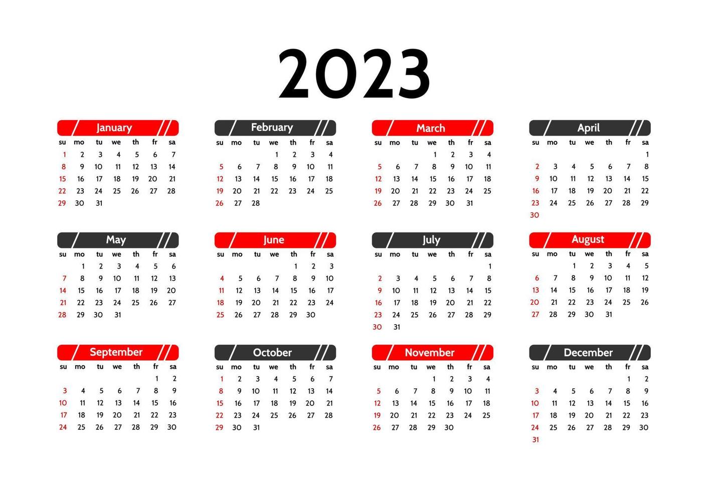 calendario para 2023 aislado en un fondo blanco vector