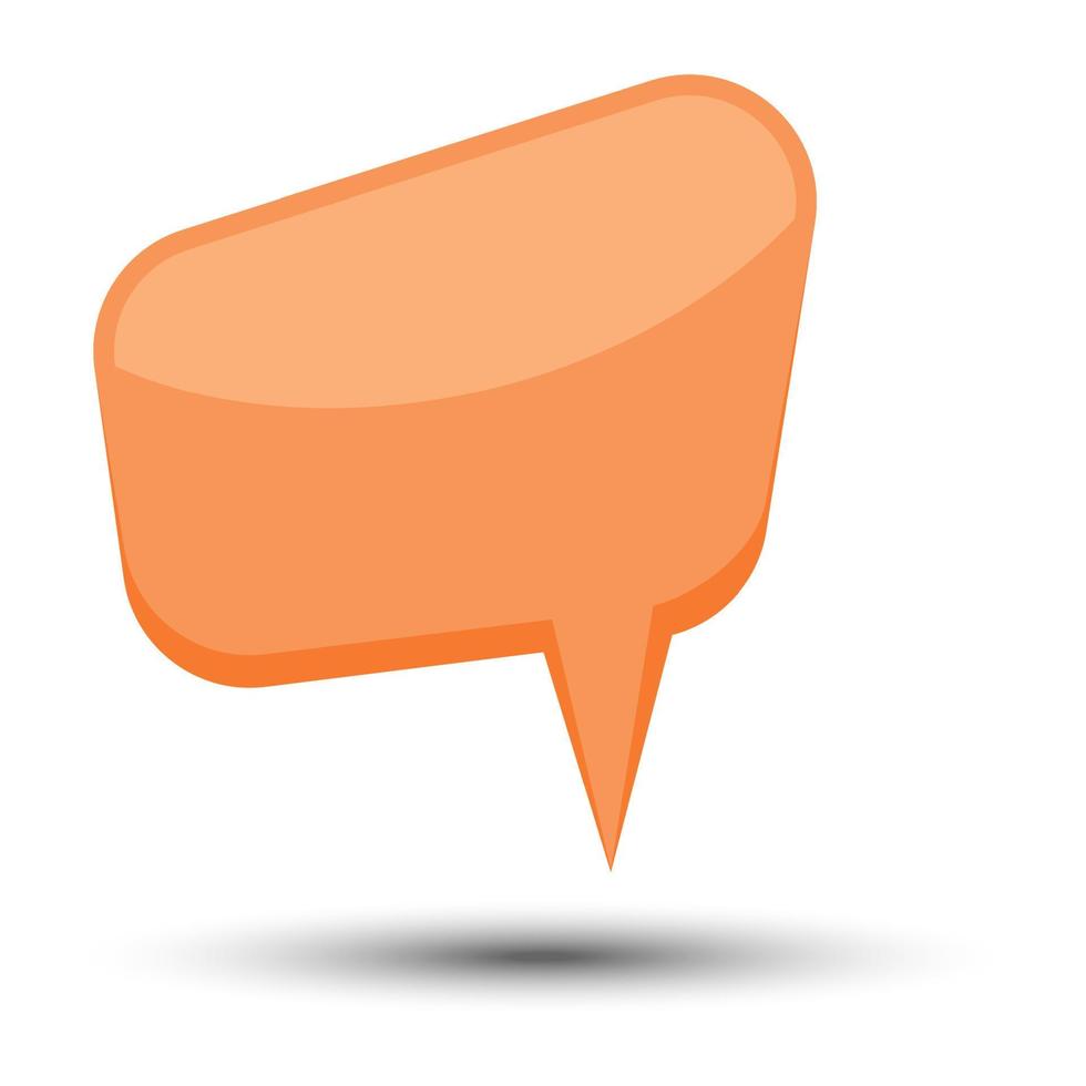 Orange cartoon comic balloon speech bubble without phrases and with shadow. Vector illustration.