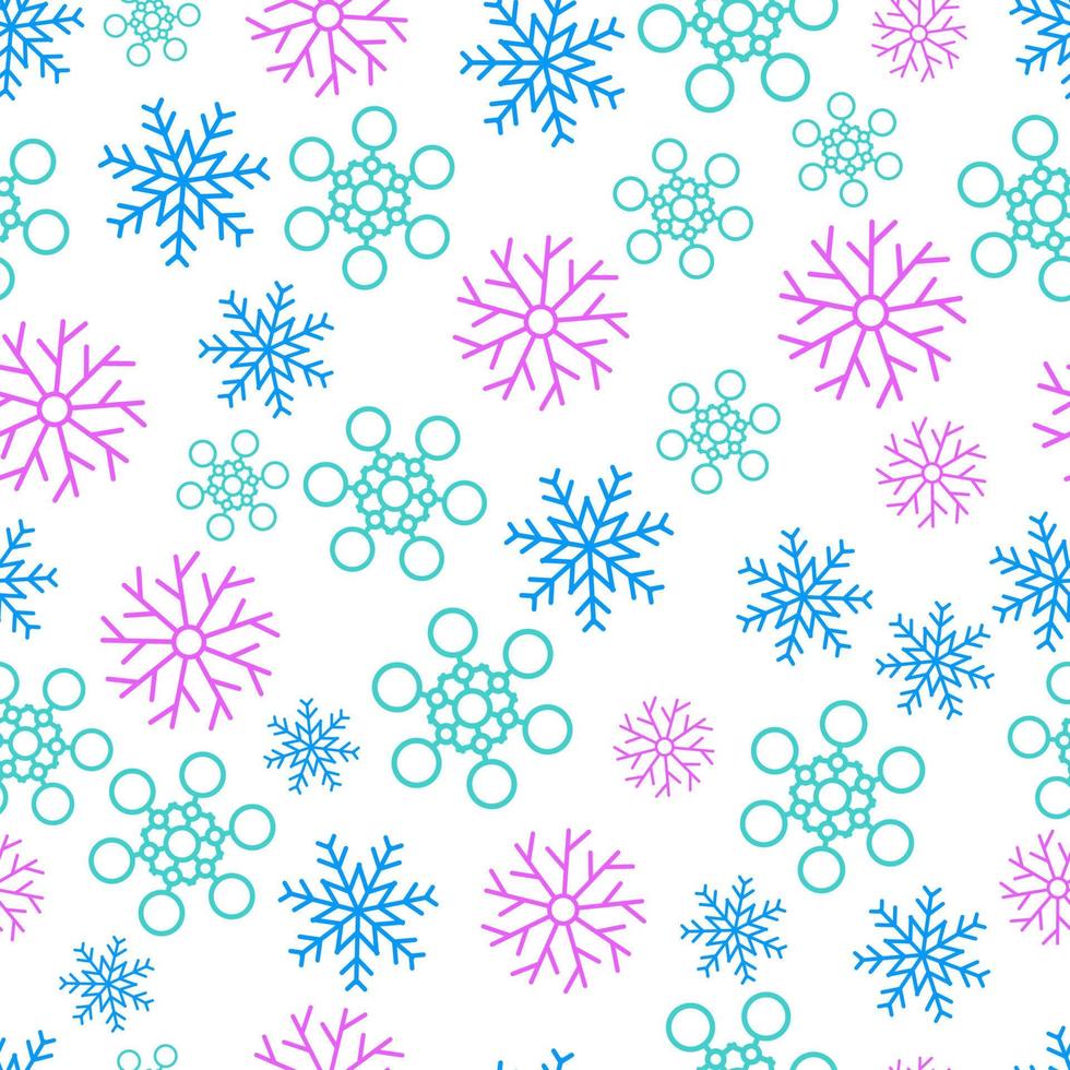 Snowflakes seamless background. Christmas and New Year decoration elements. Vector illustration.