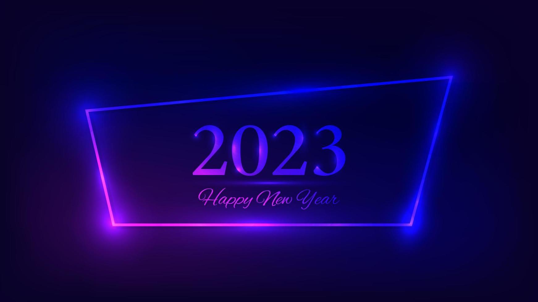 2023 Happy New Year neon background vector