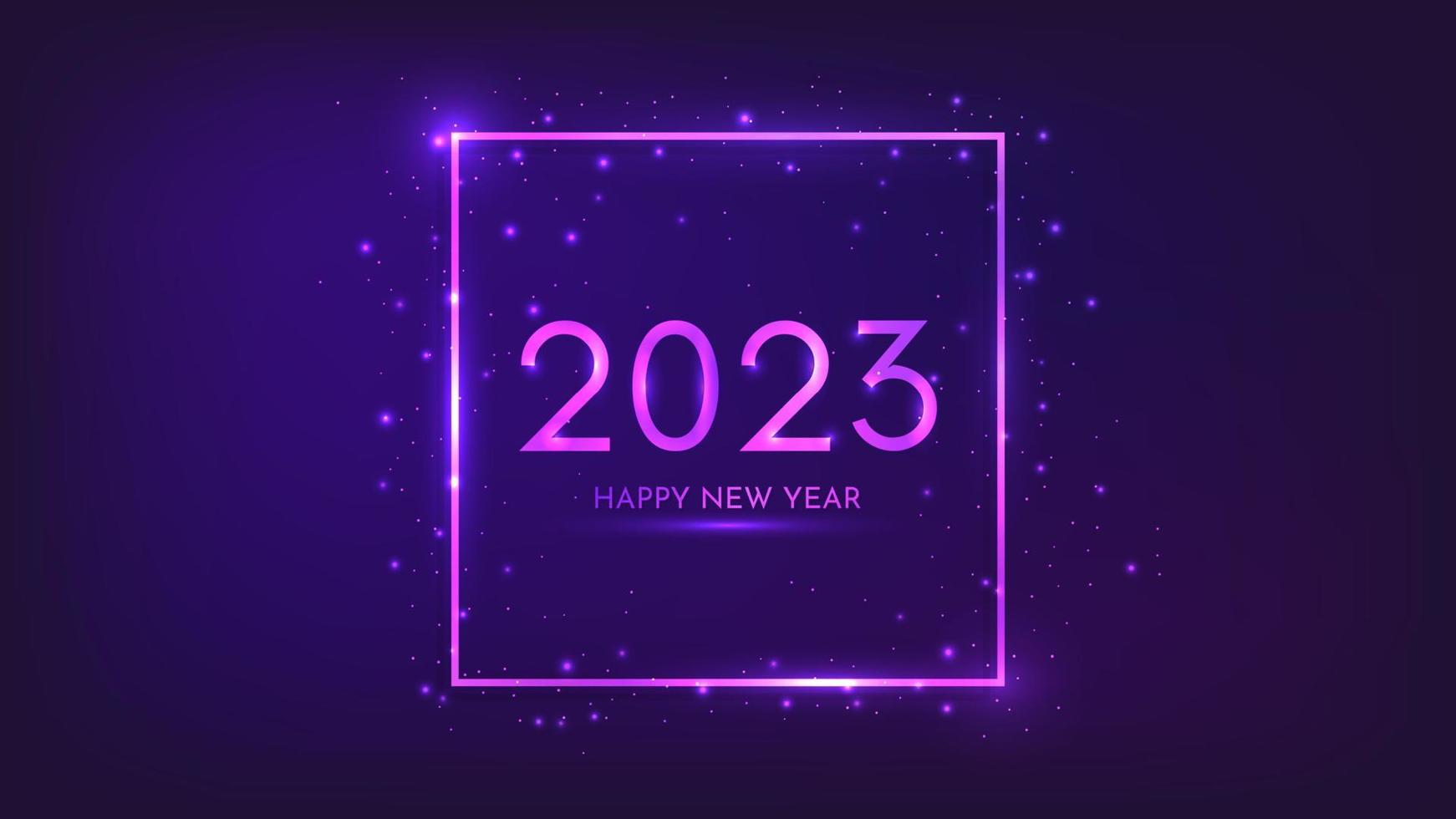 2023 Happy New Year neon background vector