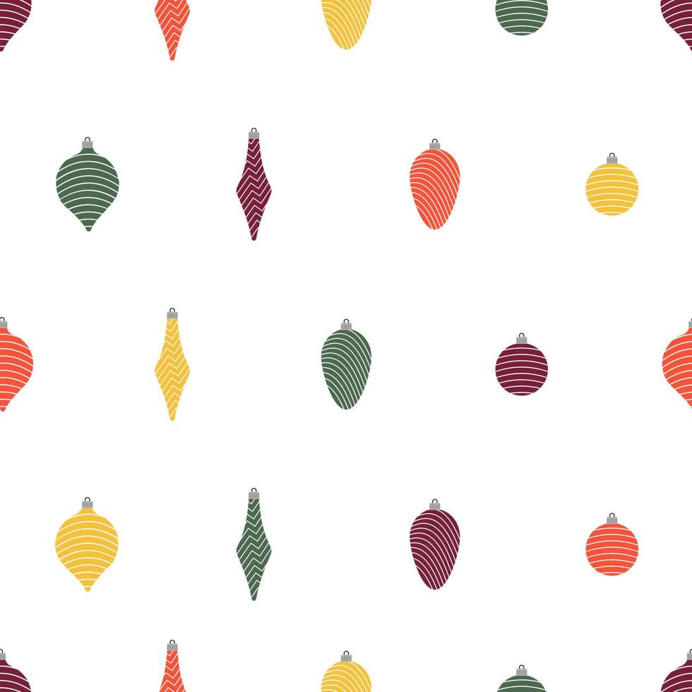 Seamless pattern with christmas balls on white background. Vector illustration