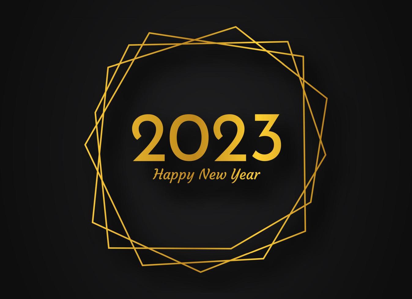 2023 Happy New Year gold geometric polygonal background vector