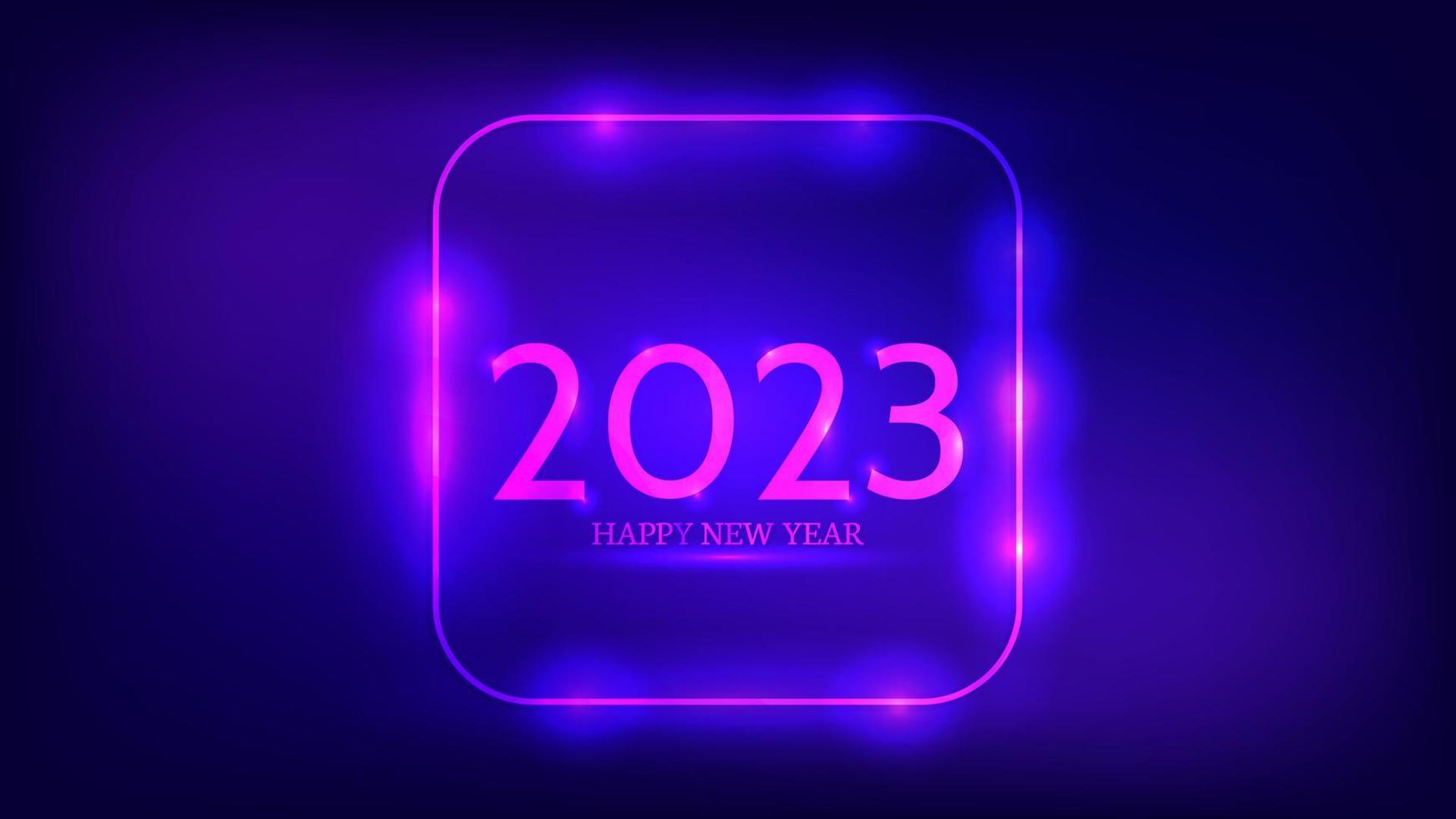 2023 Happy New Year neon background vector