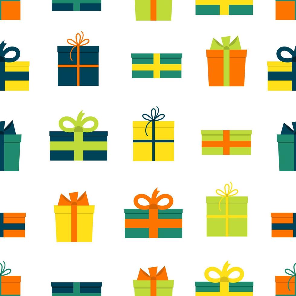 Seamless pattern with gift boxes on white background. Vector illustration