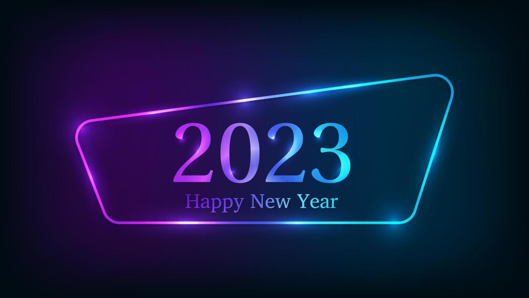 2023 Happy New Year neon background vector