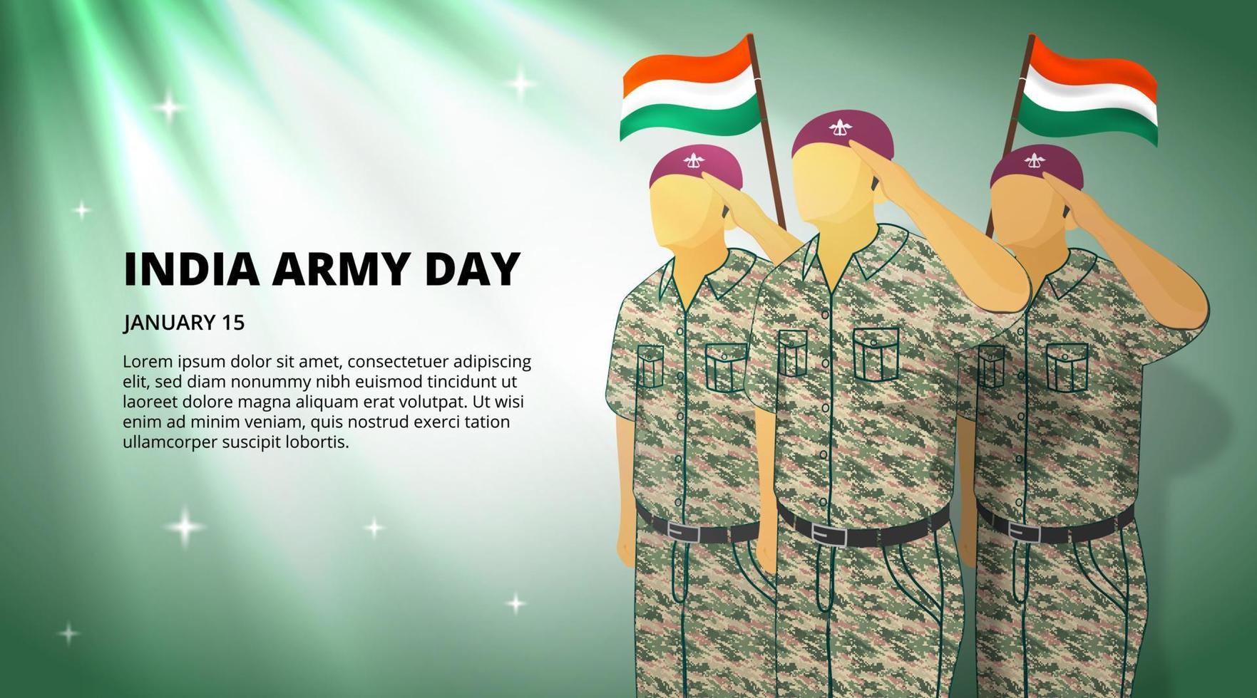 India army day background with the army saluting vector