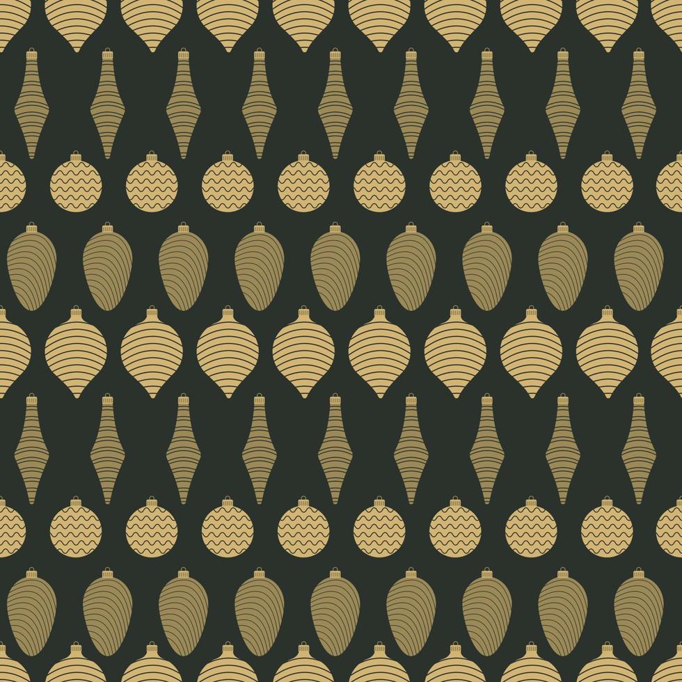 Seamless pattern with christmas balls on dark background. Vector illustration