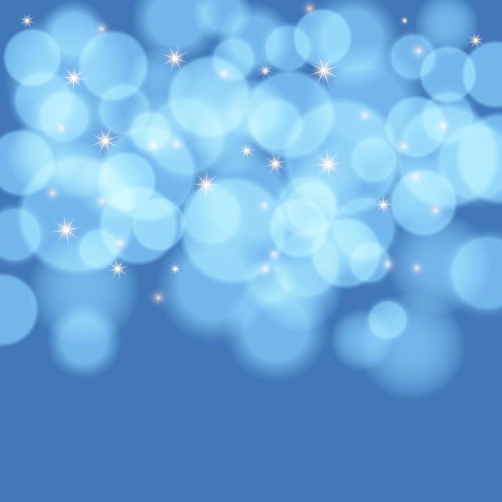 Colorful background with bokeh lights, stars and lens flare. Vector illustration.
