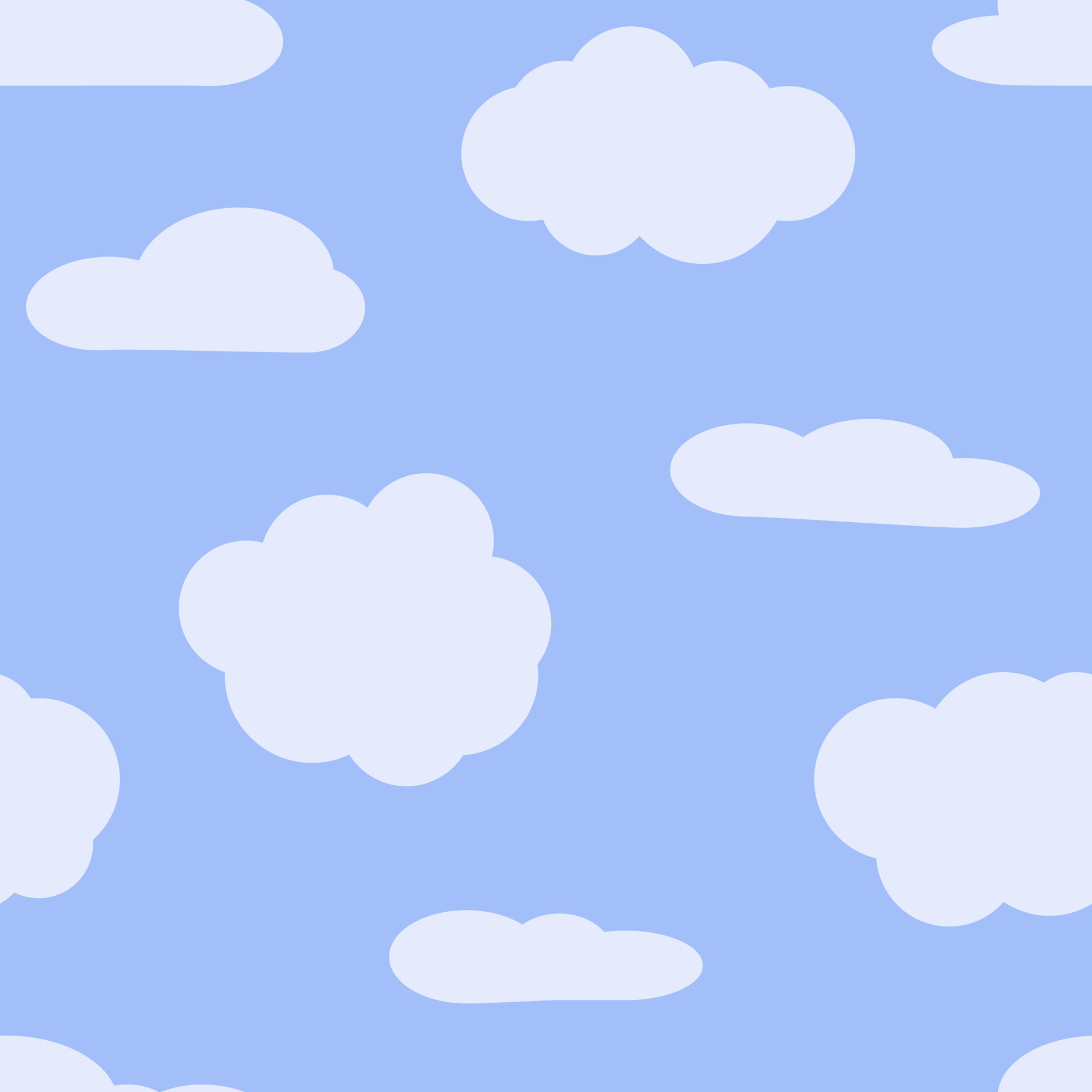 Seamless background with blue sky and white cartoon clouds. Vector ...