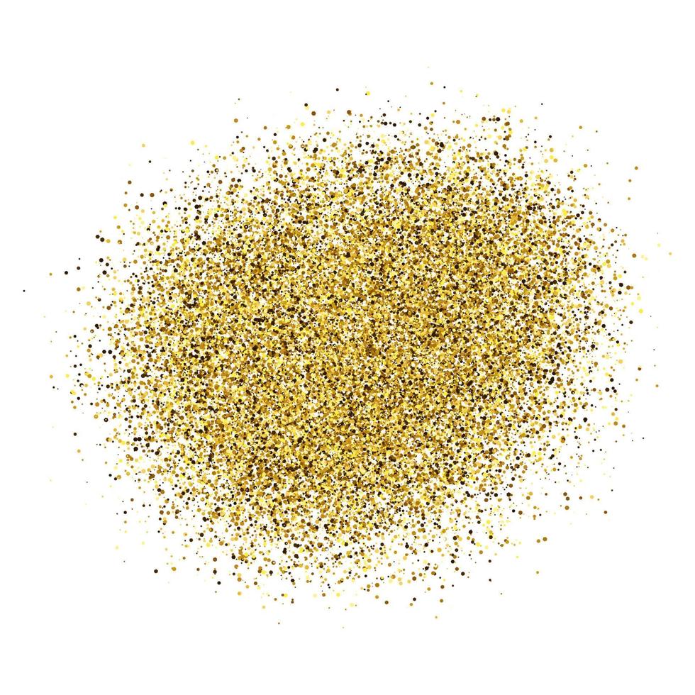 Golden Paint Glittering backdrop on a white background. Background with gold sparkles and glitter effect. Empty space for your text. Vector illustration