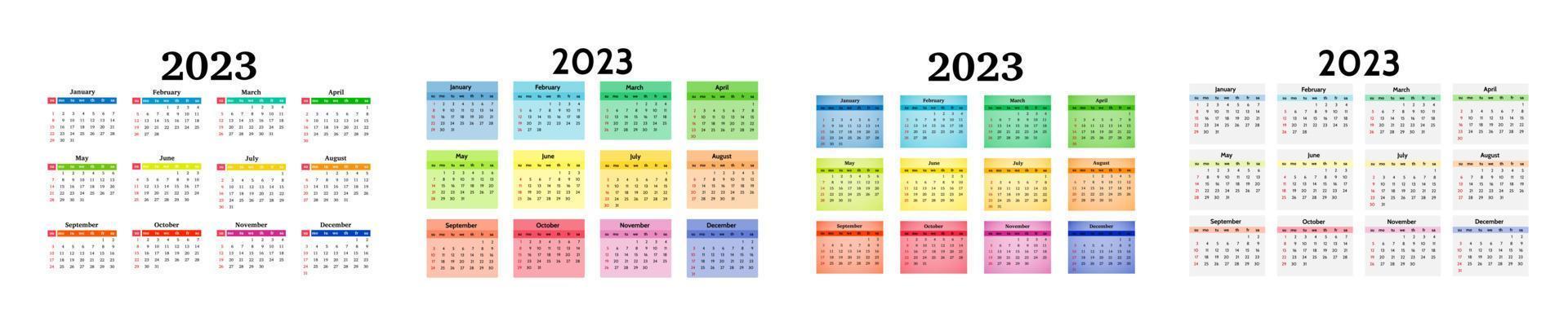 calendario para 2023 aislado en un fondo blanco vector