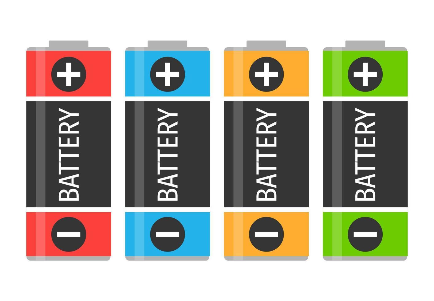 A set of four colorful batteries. Vector illustration