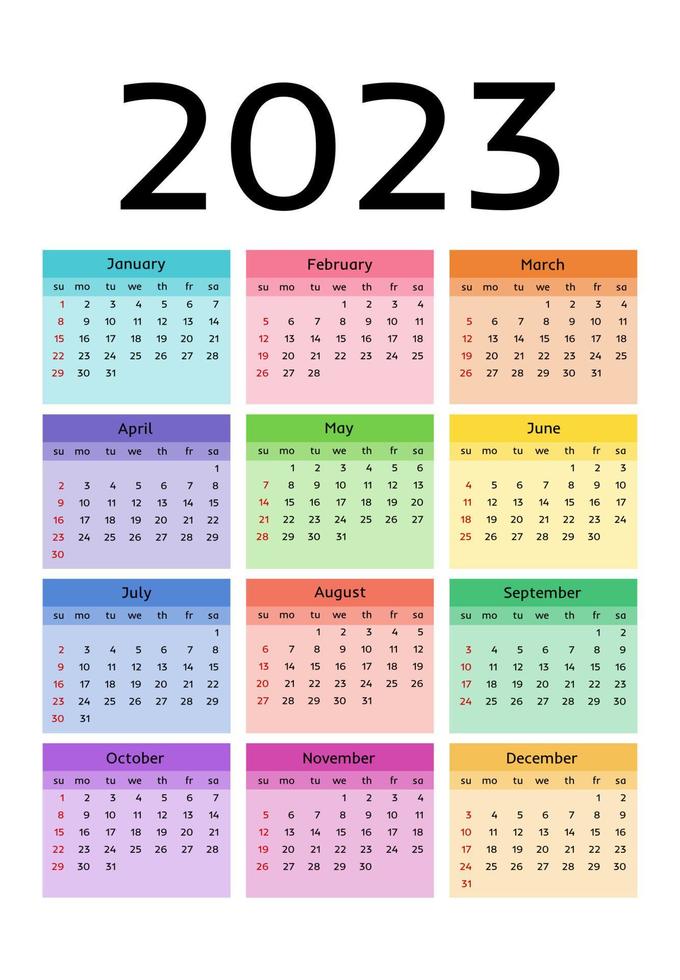 calendario para 2023 aislado en un fondo blanco vector