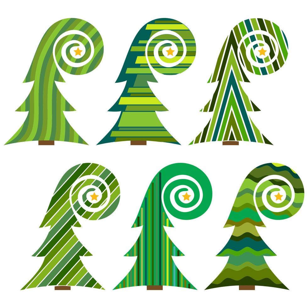 Set of Christmas trees. Isolated vector illustration for Merry Christmas and Happy New Year.