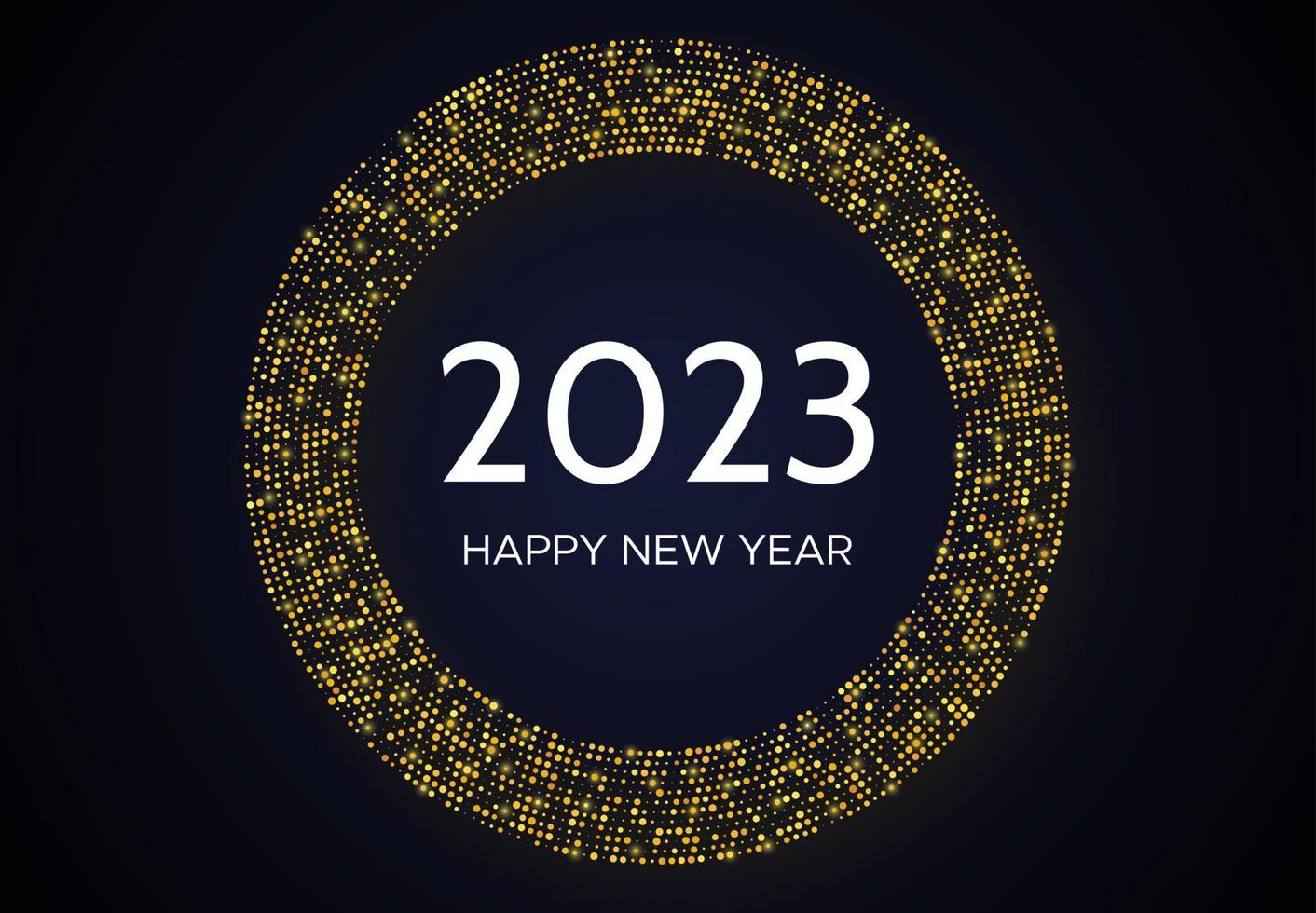 2023 feliz año nuevo de patrón de brillo dorado vector