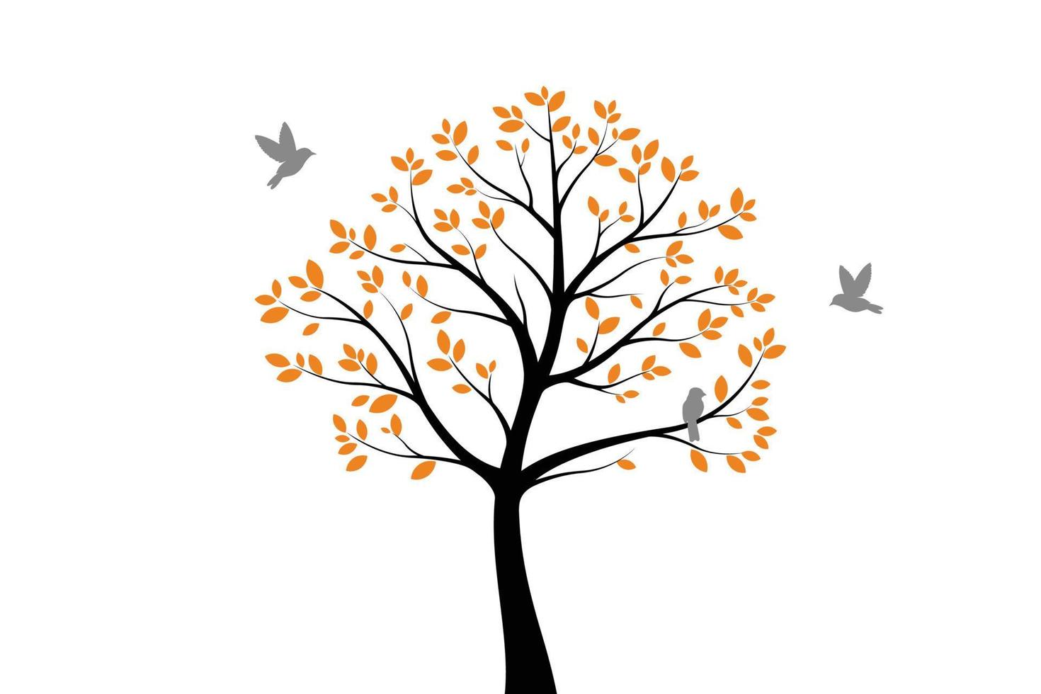 concepto de decoración de pared de árbol. pájaro en rama decoración de pared pegatina diseño vector ilustración