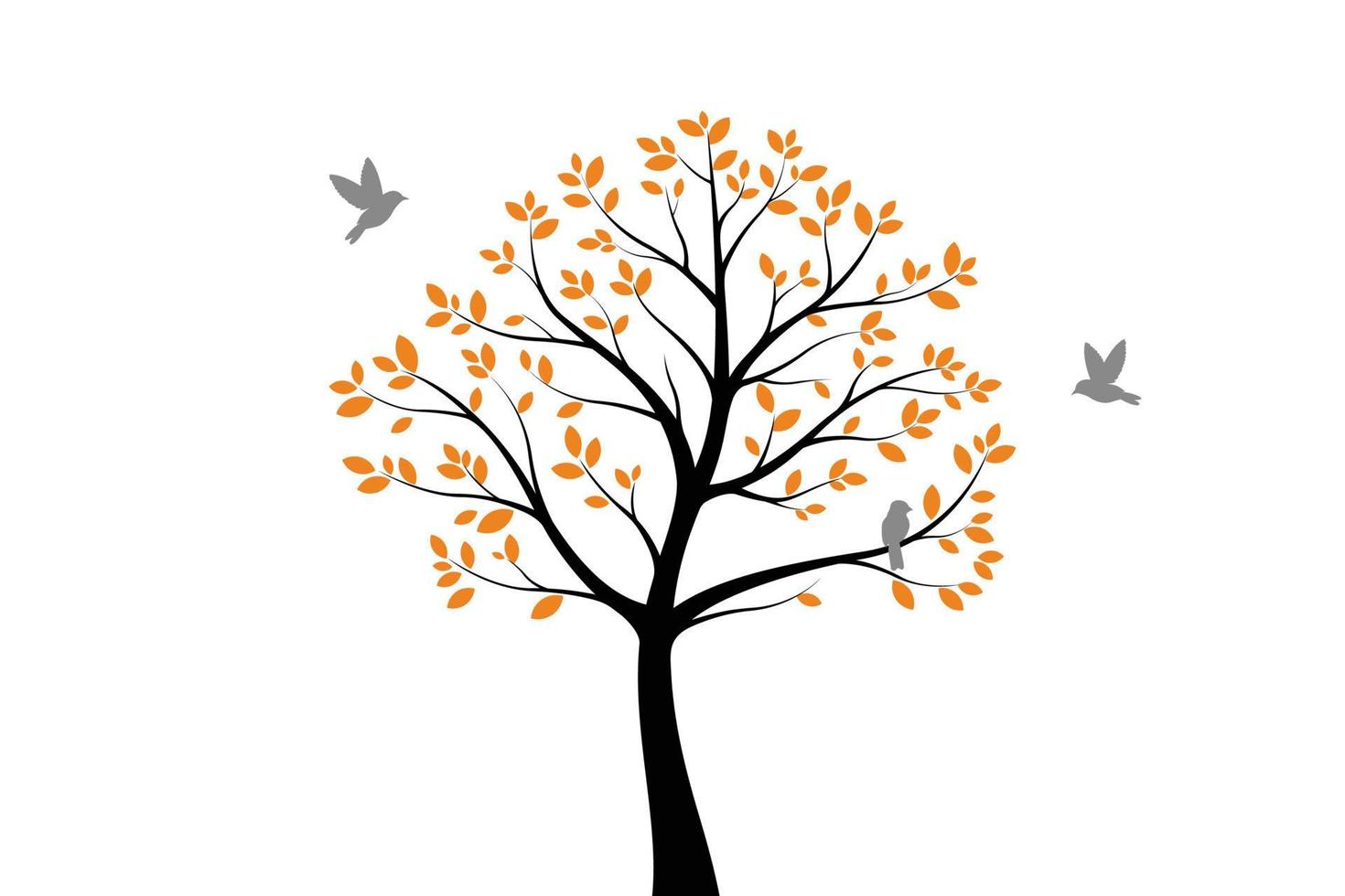 Tree Wall decoration Concept. Bird on branch wall decoration sticker design vector illustration