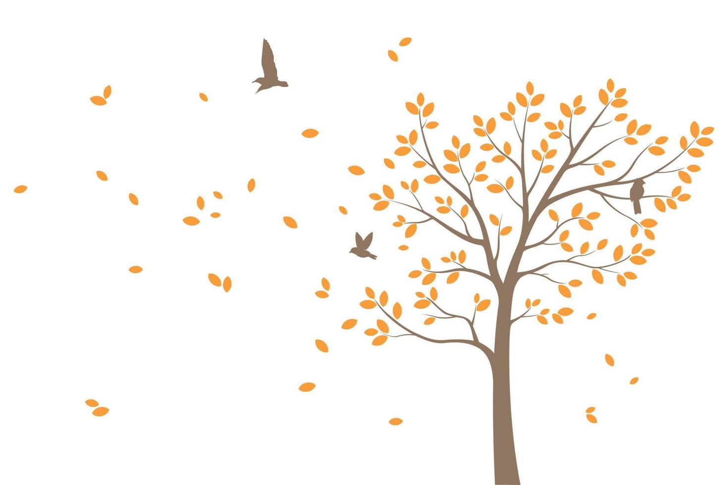 Tree Wall decoration Concept. Bird on branch wall decoration sticker design vector illustration