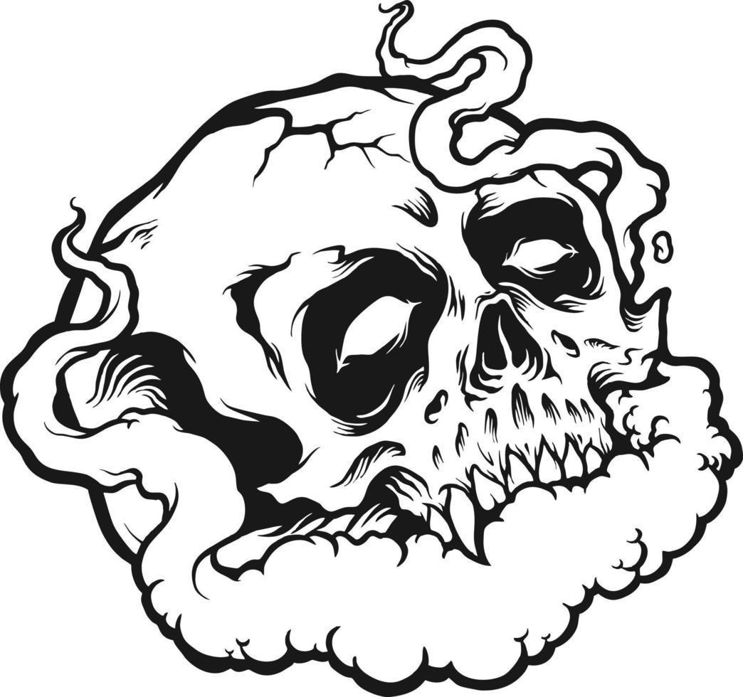 Stoner Skull Monochrome Clipart vector