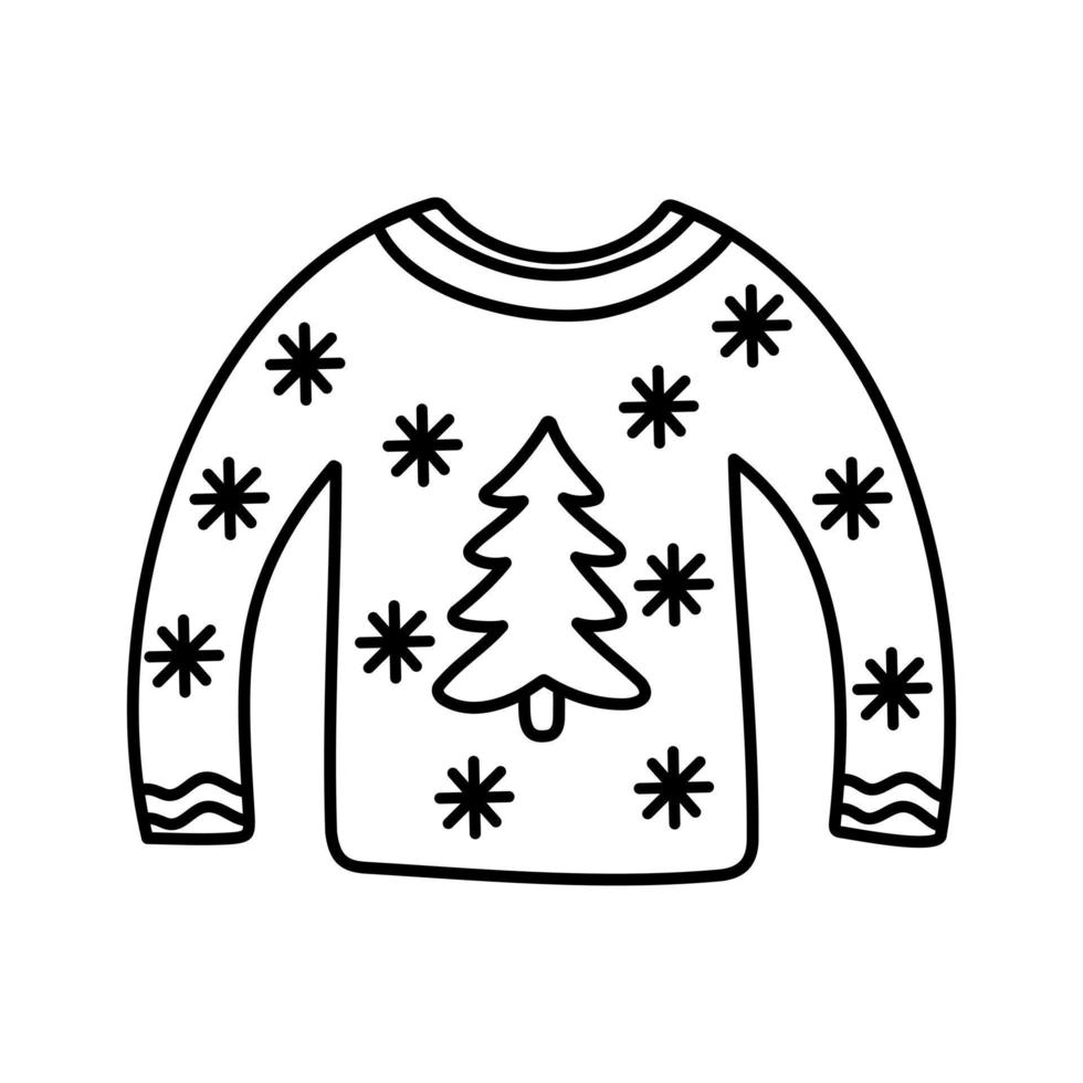 Doodle illustration of christmas sweater. For the design of cards