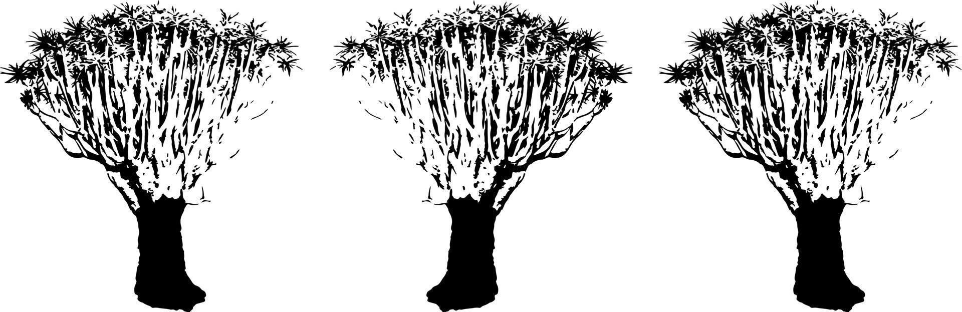 Black trees set isolated on white background. Tree silhouettes. Design of trees for posters, banners and promotional items. Vector illustration